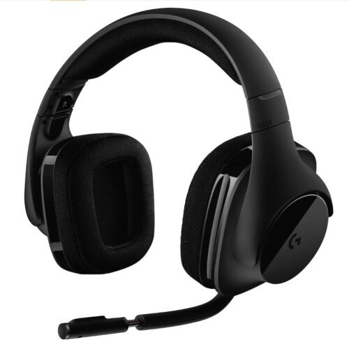 Logitech G533 Wireless Gaming Headset, 7.1 Surround Sound, DTS Headphone:X, 40 mm Pro-G Drivers, Noise-Cancelling Mic, 2.4 GHz Wireless, Lightweight, 15 h Battery Life, PC/Mac – Black